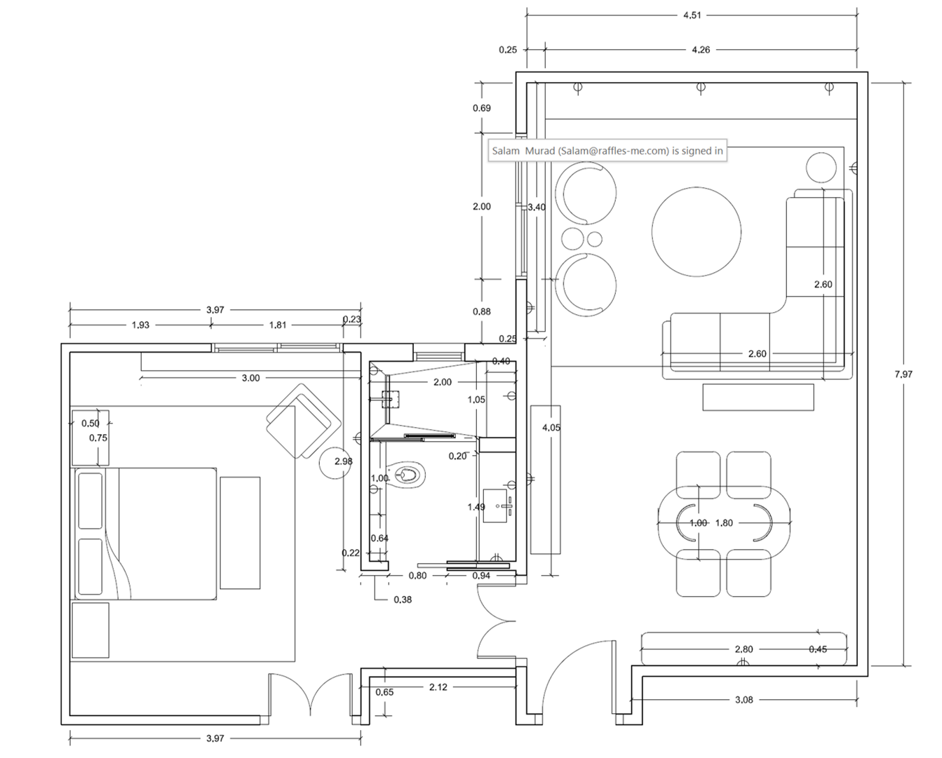 Detailed furniture layout plan