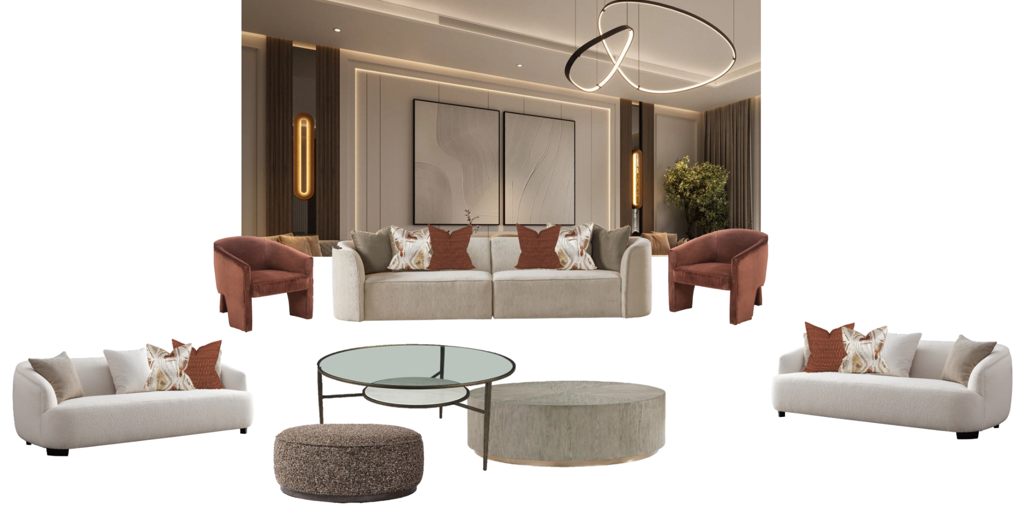 Selected furniture for the majlis and dining area