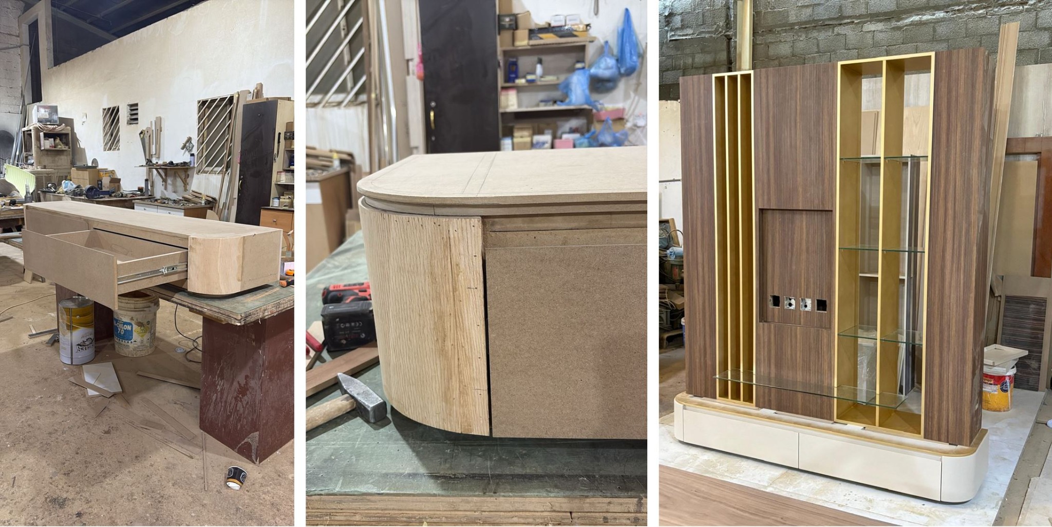 Custom joinery fabrication in the workshop