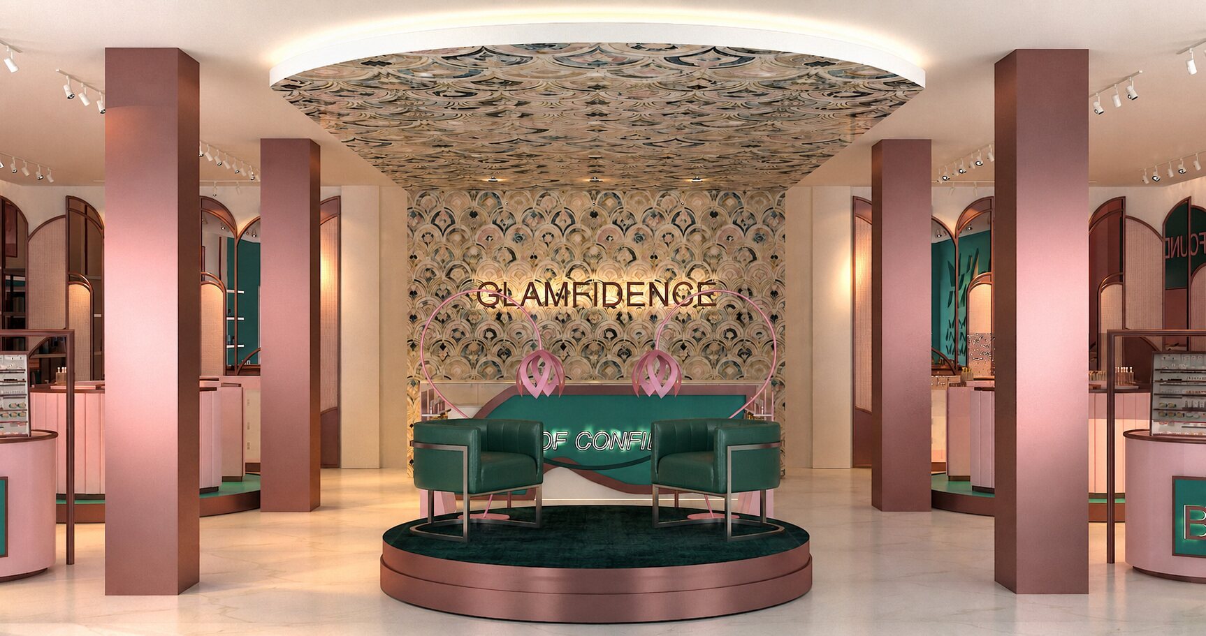 Reception and ceiling feature